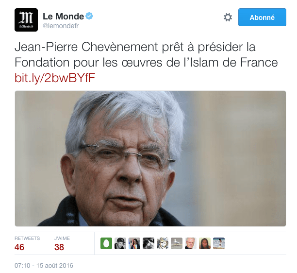 15/08/2016 - Musulmans - ne soyez pas discrets surtout !