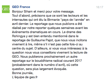 12/12/2016 - Le génocide des Rohingyas survolé par le magazine GEO... - alencredemaplume.com